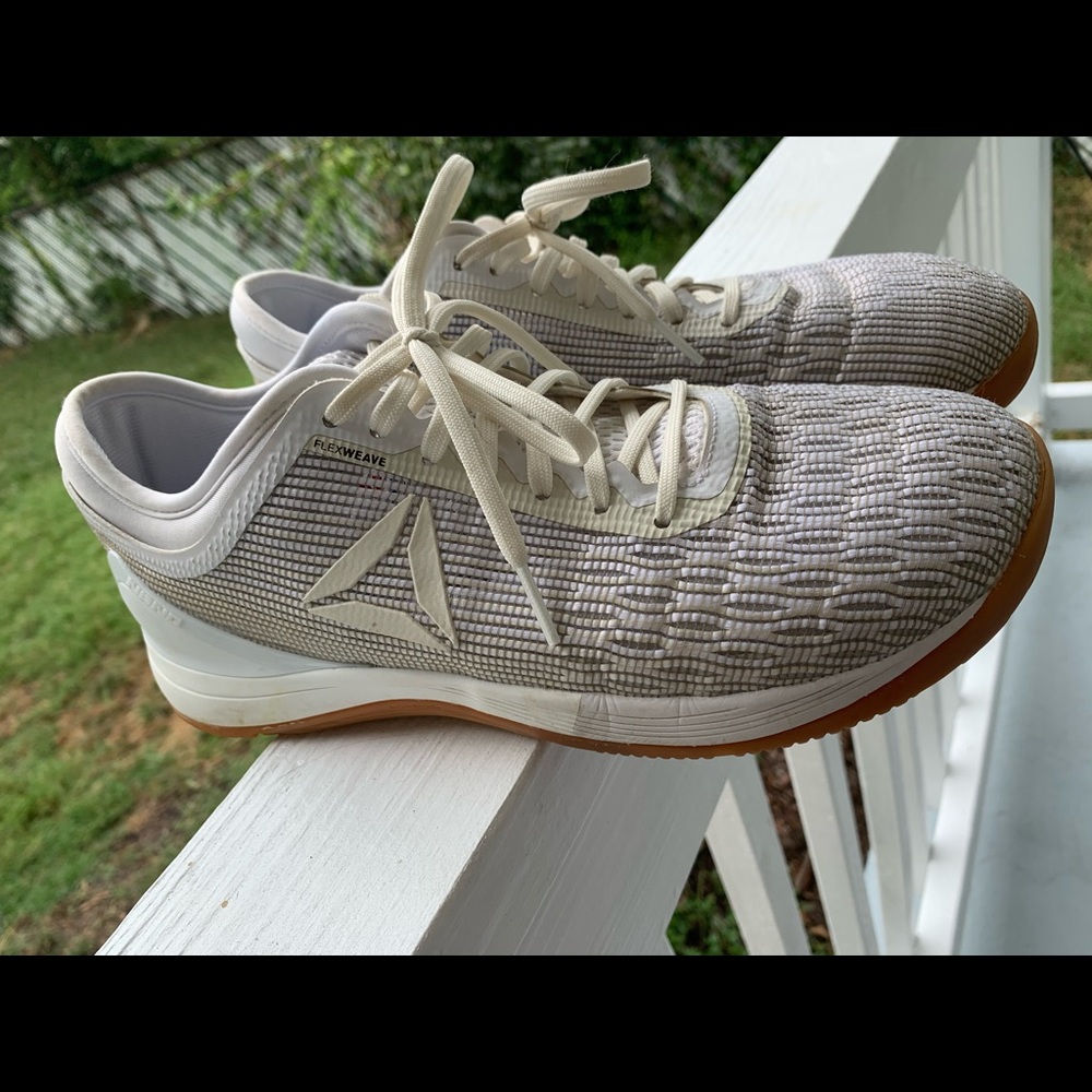 ALL WHITE REEBOK NANO 8 weightlifting shoes